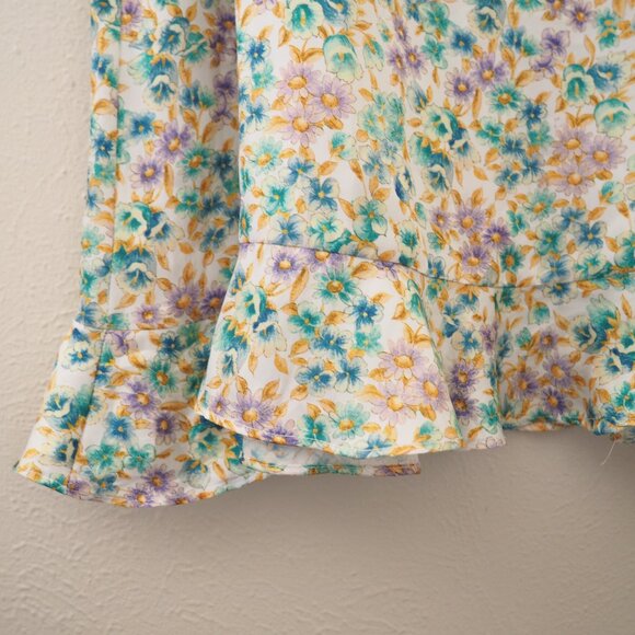 ! Zara Floral Satin Midi Side Slit Skirt sz US M - Picture 5 of 9